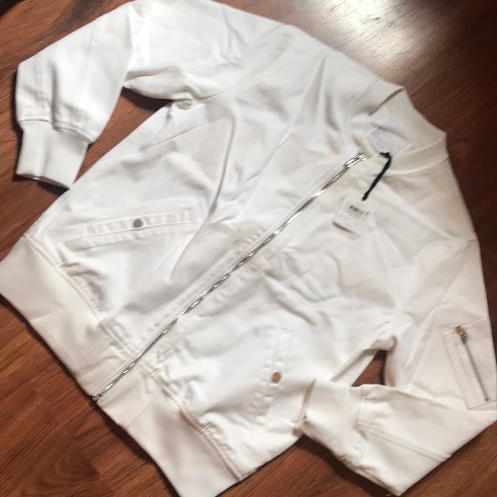 Fabulous NWT Rachel Roy white varsity jacket sz XL
